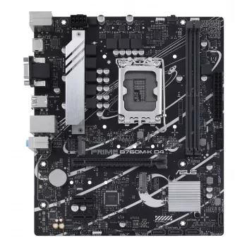 Mātesplate ASUS PRIME B760M-K D4 — Intel B760, LGA 1700, Micro ATX, 2x DDR4 DIMM, 64 GB, M.2, SATA III, 2.5Gb Ethernet