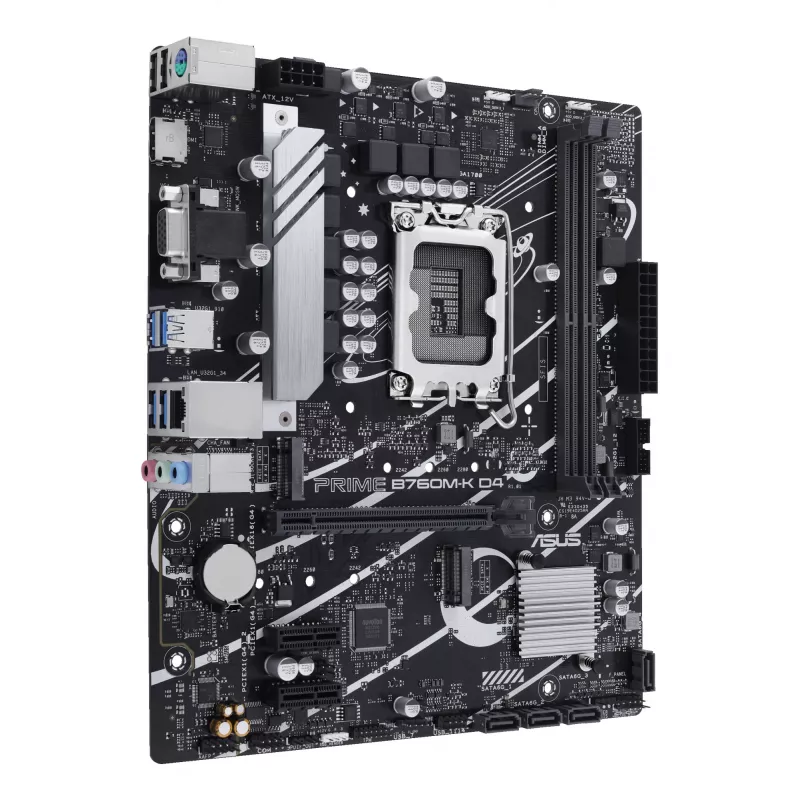 Mātesplate ASUS PRIME B760M-K D4 — Intel B760, LGA 1700, Micro ATX, 2x DDR4 DIMM, 64 GB, M.2, SATA III, 2.5Gb Ethernet