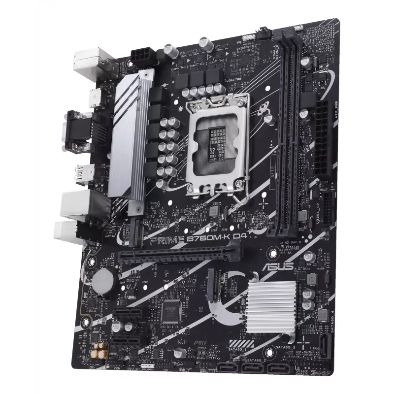 Mātesplate ASUS PRIME B760M-K D4 — Intel B760, LGA 1700, Micro ATX, 2x DDR4 DIMM, 64 GB, M.2, SATA III, 2.5Gb Ethernet