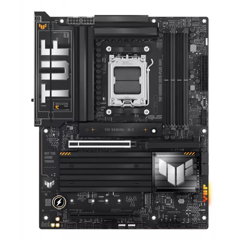 Mātesplate ASUS TUF GAMING X870-PLUS WIFI — AMD X870, Socket AM5, ATX, DDR5, 4 DIMM, Wi‑Fi 7, Bluetooth 5.4