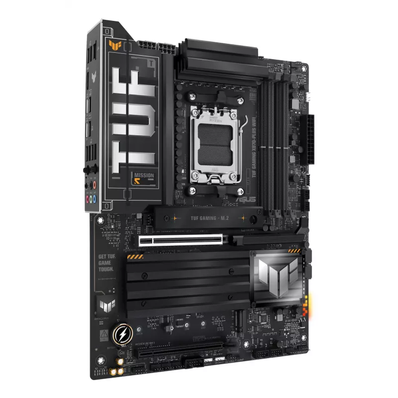 Mātesplate ASUS TUF GAMING X870-PLUS WIFI — AMD X870, Socket AM5, ATX, DDR5, 4 DIMM, Wi‑Fi 7, Bluetooth 5.4