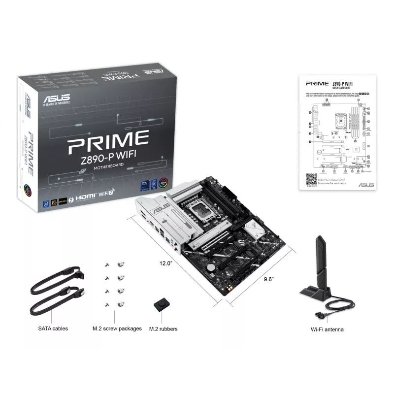 Mātesplate ASUS PRIME Z890‑P WIFI Intel Z890 LGA 1851 ATX, DDR5, 4x DIMM, 4x M.2, Wi‑Fi 7, 2.5Gb LAN