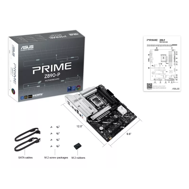 Mātesplate ASUS PRIME Z890-P — Intel Z890, LGA 1851, ATX, DDR5, 4x DIMM, 192GB, 4x M.2, 2.5Gb LAN, HDMI 2.1, 1x USB-C