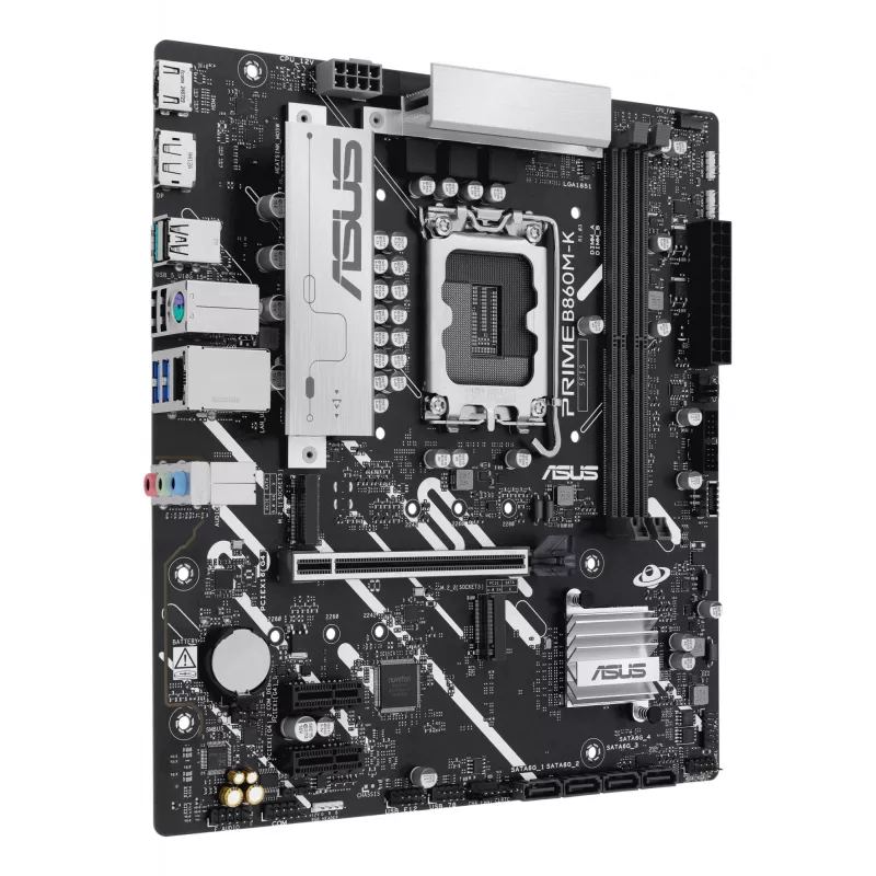 Mātesplate ASUS PRIME B860M-K — Intel B860, LGA 1851, micro ATX, DDR5, 2x M.2, 2 DIMM, 2.5Gb LAN