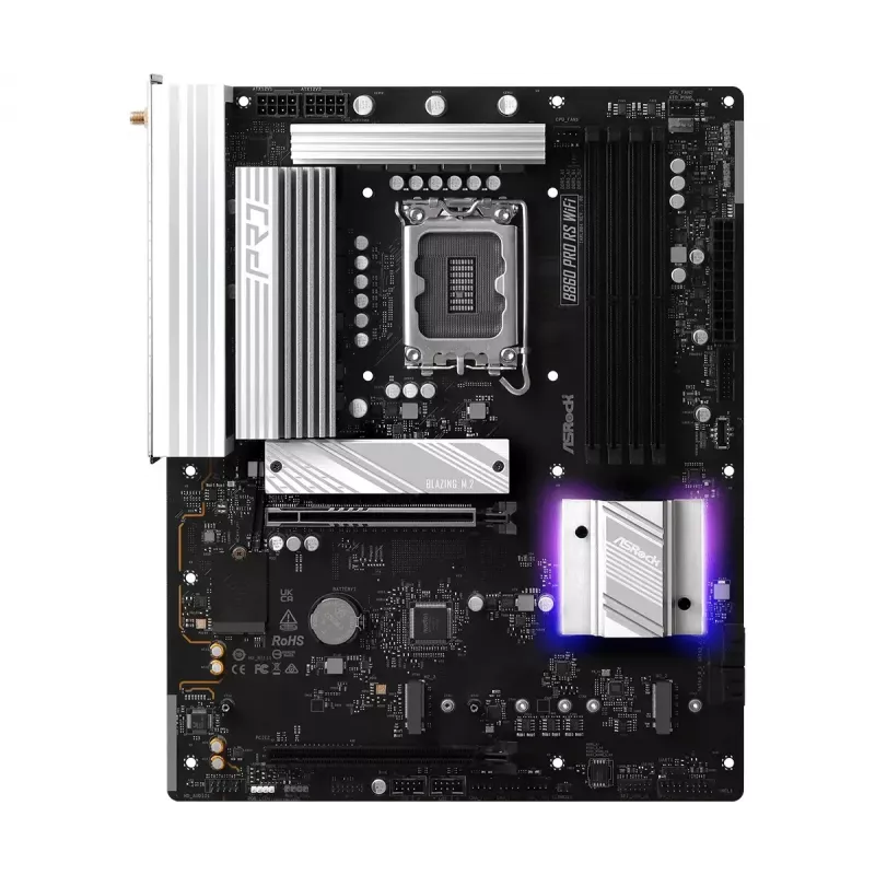 Mātesplate ASRock B860 Pro RS WiFi Intel B860 LGA1851 ATX, 4x DDR5 sloti, 256GB, Wi‑Fi 6E, 2.5GbE