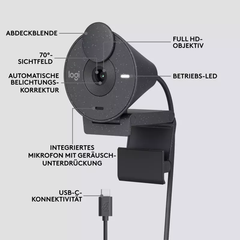 LOGITECH Brio 300 Full HD tīmekļa kamera - grafīts