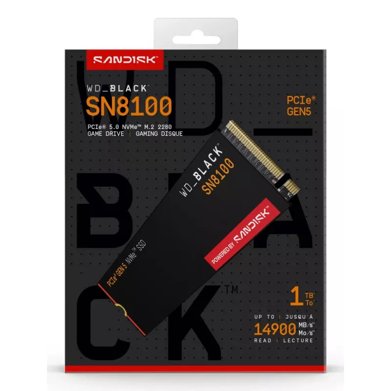 SSD disk Western Digital 1 TB M.2 PCI Express 5.0 Melns SN8100