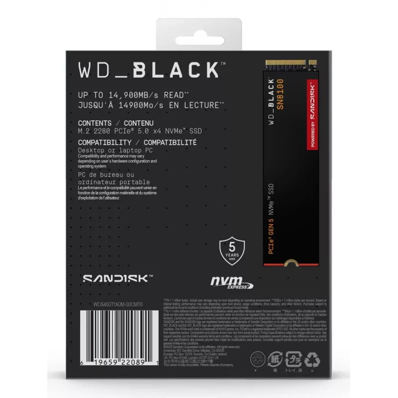 WESTERN DIGITAL SSD - WD_Melns SN8100 - 4TB - M.2 2280