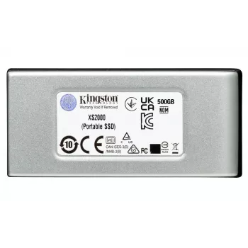 Kingston Technology 2000G PORTABLE SSD XS2000, 2 TB, USB Type-C, 3.2 Gen 2 (3.1 Gen 2), 2000 MB/s, Melns, Sudrabs