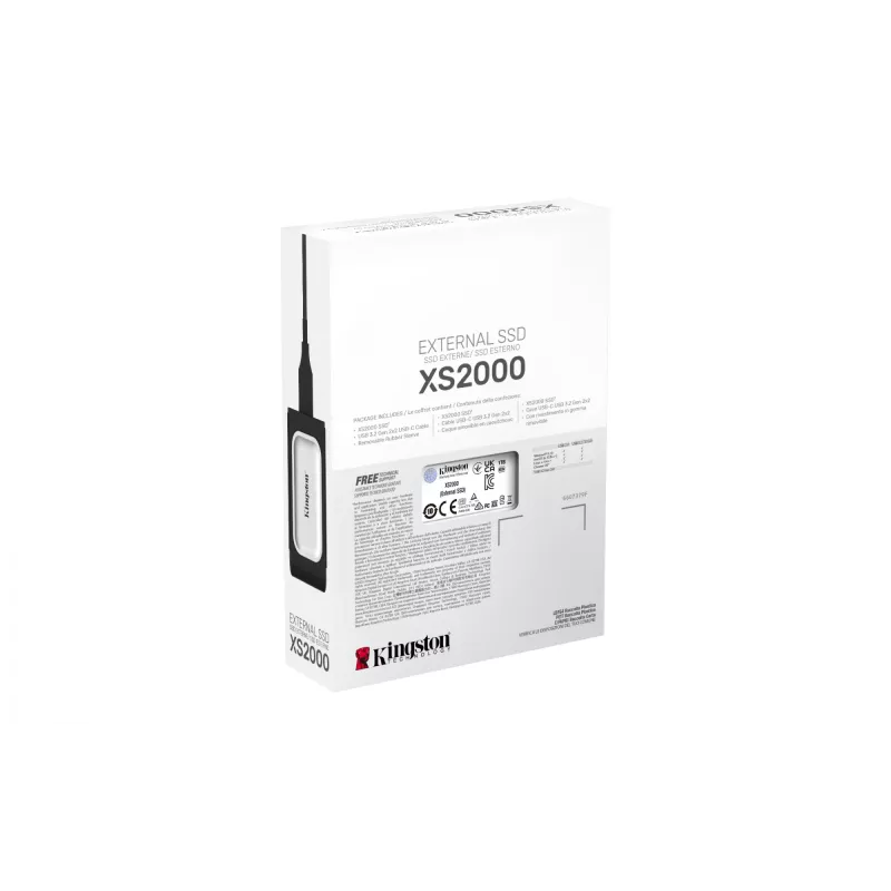 Kingston Technology 1000G PORTABLE SSD XS2000, 1 TB, USB Type-C, 3.2 Gen 2 (3.1 Gen 2), 2000 MB/s, Melns, Sudrabs