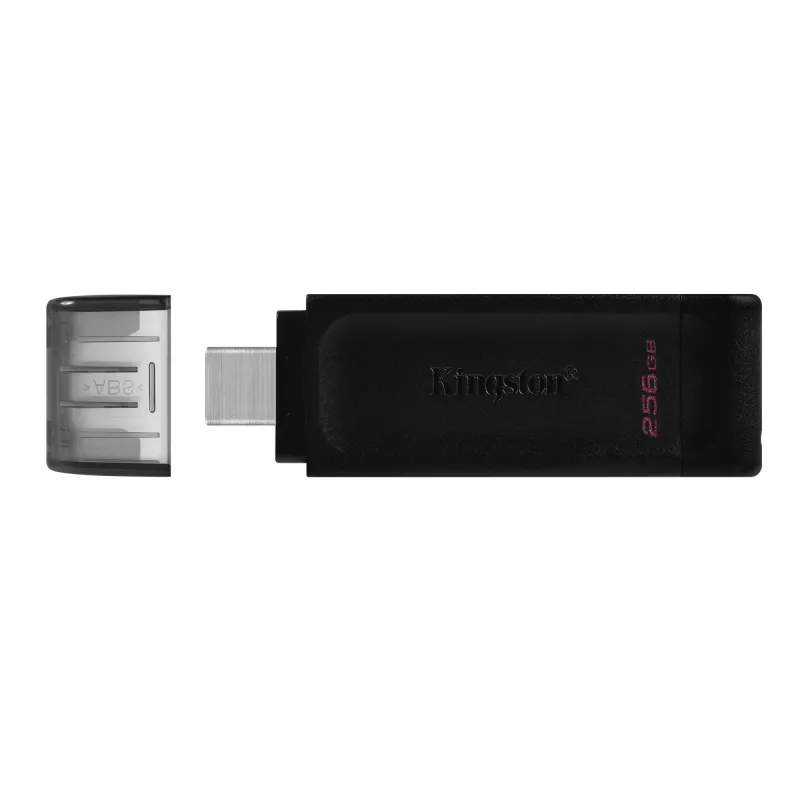 Kingston Technology DataTraveler 256GB USB-C 3.2 Gen 1 70, 256 GB, USB Type-C, 3.2 Gen 1 (3.1 Gen 1), Cap, 7 g, Melns