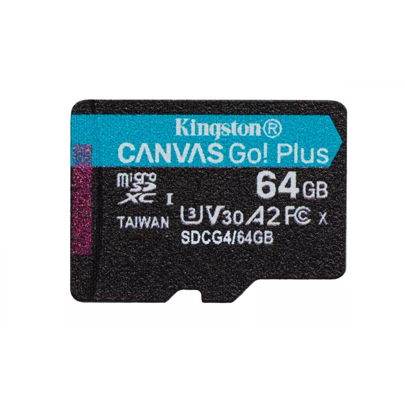 Kingston Technology 64GB microSDXC Canvas Go Plus Gen4 200MB/s A2 U3 V30 karte + adapteris