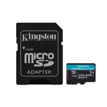 Kingston Technology 1TB microSDXC Canvas Go Plus Gen4 200MB/s A2 U3 V30 karte + adapteris