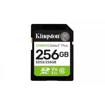 SDXC atmiņas karte KINGSTON Canvas Select Plus Gen3 256GB SD UHS‑I 150MB/s C10 U1 V10