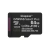 Kingston Technology 64GB microSDXC Canvas Select Plus Gen3 100MB/s A1 karte + adapteris
