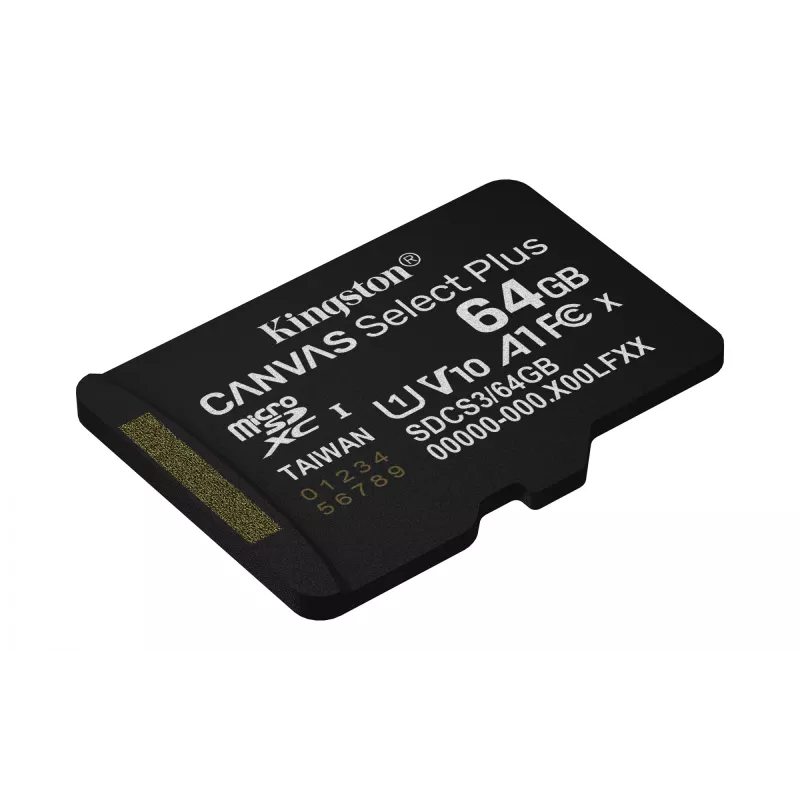Kingston Technology 64GB microSDXC Canvas Select Plus Gen3 100MB/s A1 karte + adapteris