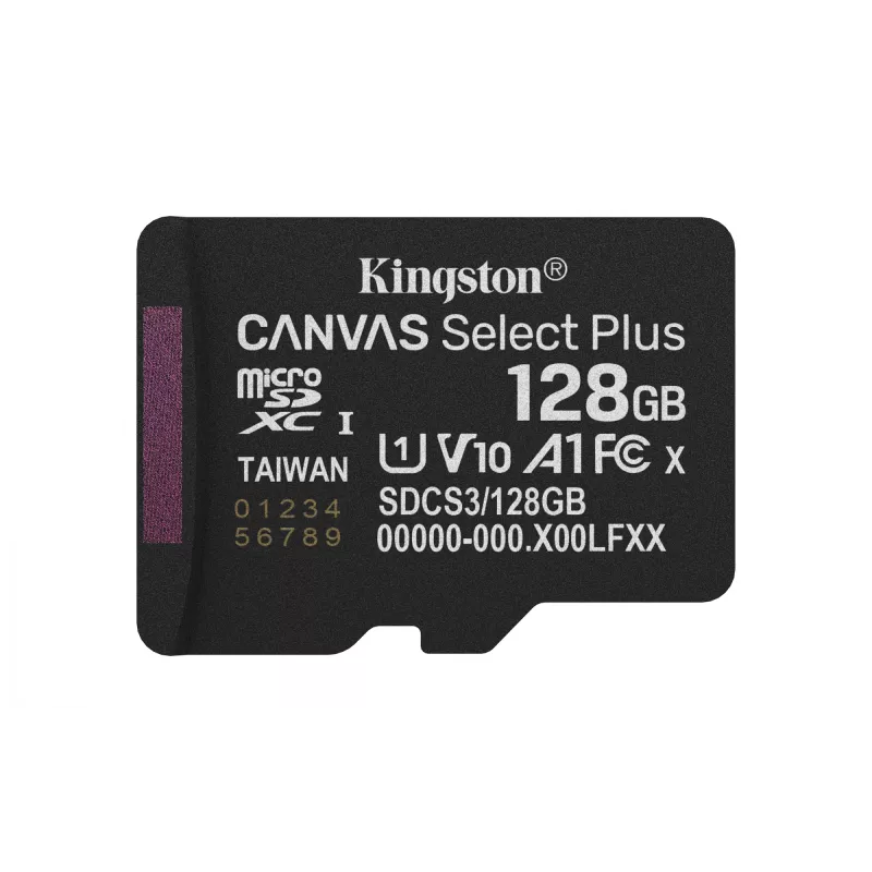 Kingston Technology 128GB microSDXC Canvas Select Plus Gen3 150MB/s A1 karte + adapteris