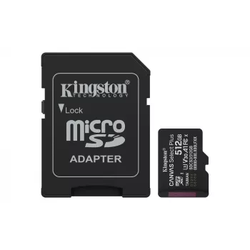 Kingston Technology 512 GB microSDXC Canvas Select Plus Gen3 150 MB/s A1 karte + adapteris