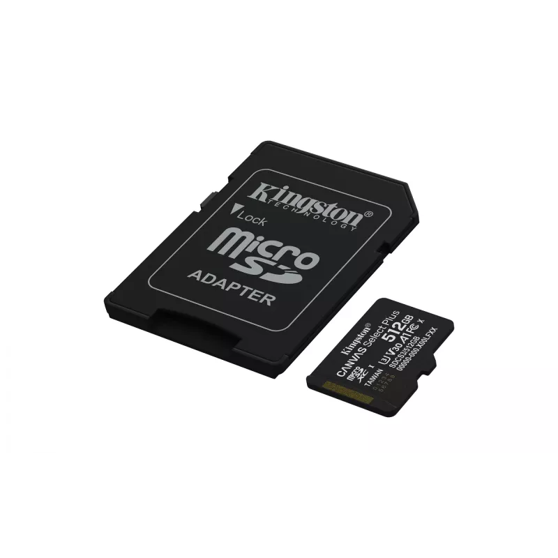 Kingston Technology 512 GB microSDXC Canvas Select Plus Gen3 150 MB/s A1 karte + adapteris