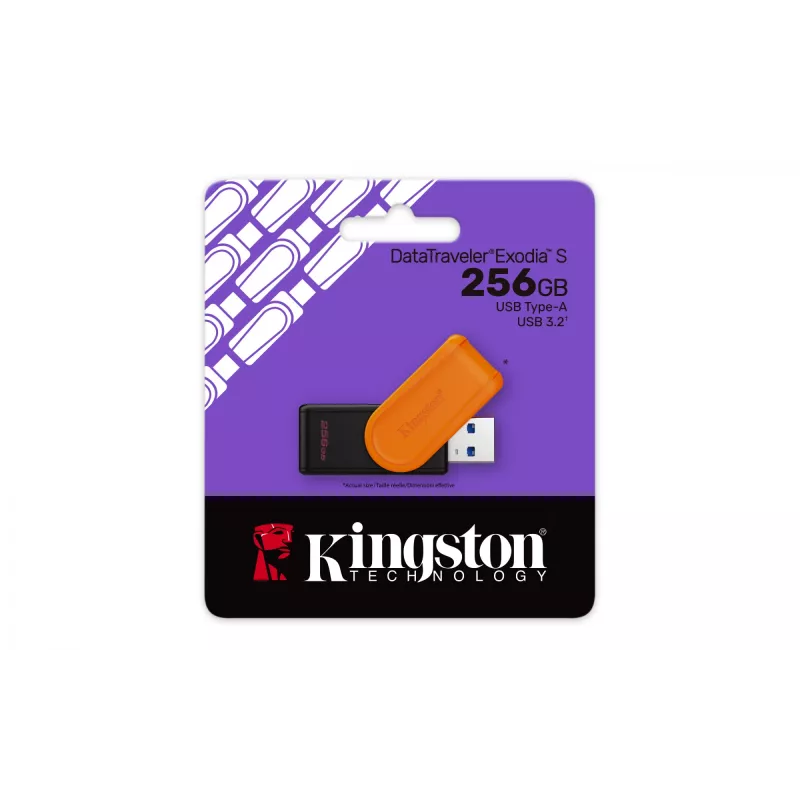 Kingston Technology DataTraveler 256GB pārnēsājams USB 3.2 Gen 1 Exodia S (melns/oranžs)