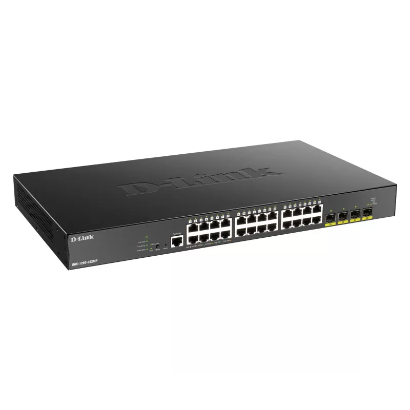 D-Link 24 portu Gigabit PoE viedais pārvaldāmais slēdzis ar 4x 10G SFP+, 370 vati