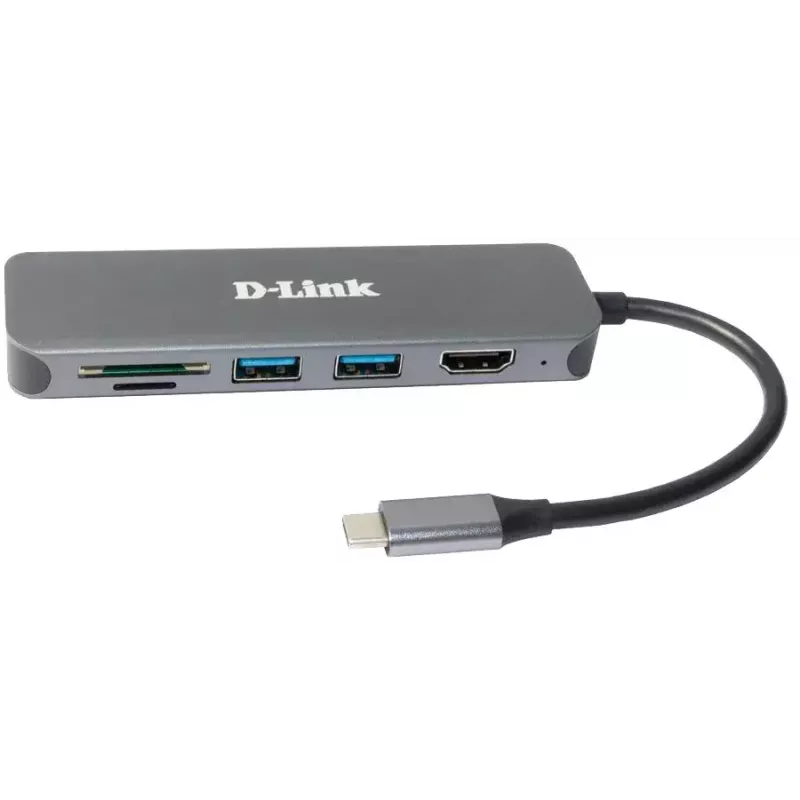 D-Link 6-in-1 USB-C centrmezgls ar HDMI/karšu lasītāju/barošanas padevi