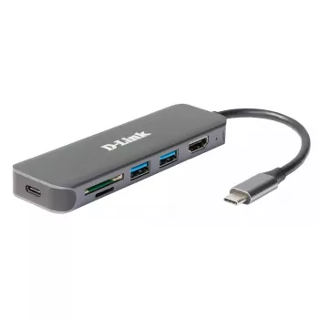 D-Link 6-in-1 USB-C centrmezgls ar HDMI/karšu lasītāju/barošanas padevi