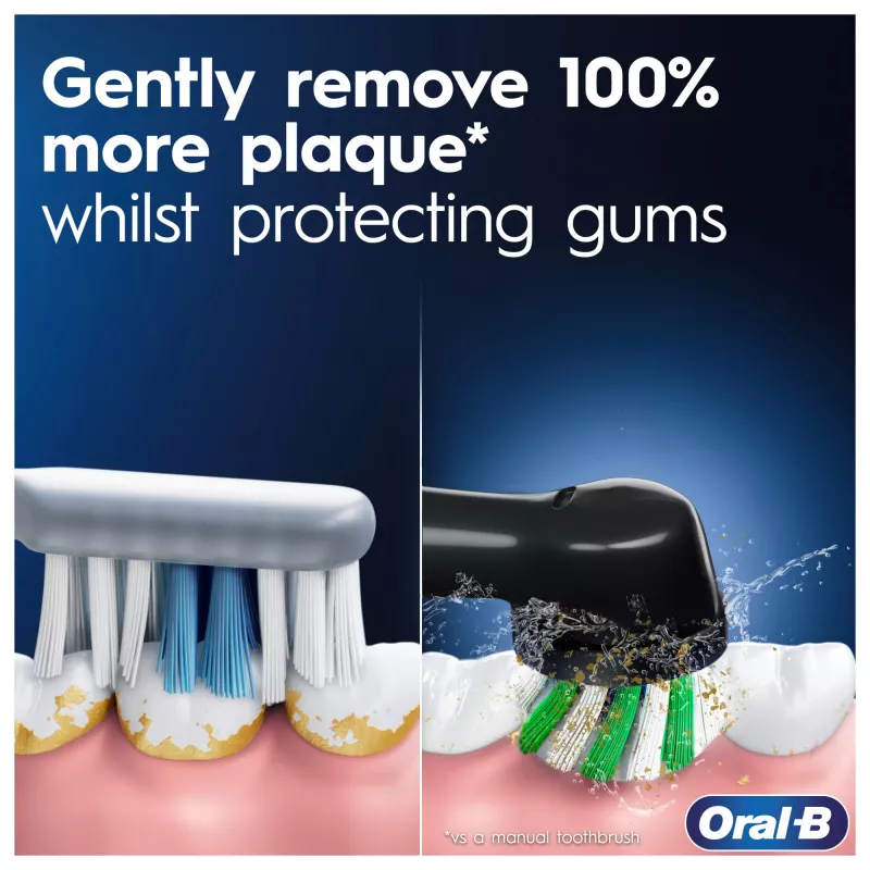 Oral-B Pro 1 Cross Action Pieaugušajiem Rotējoši-oscilējoša zobu birste Melna