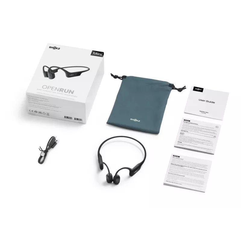 Austiņas Shokz OpenRun Mini — bezvadu kaula vadīšanas sporta austiņas, IP67, Bluetooth 5.1, 480 min akumulators