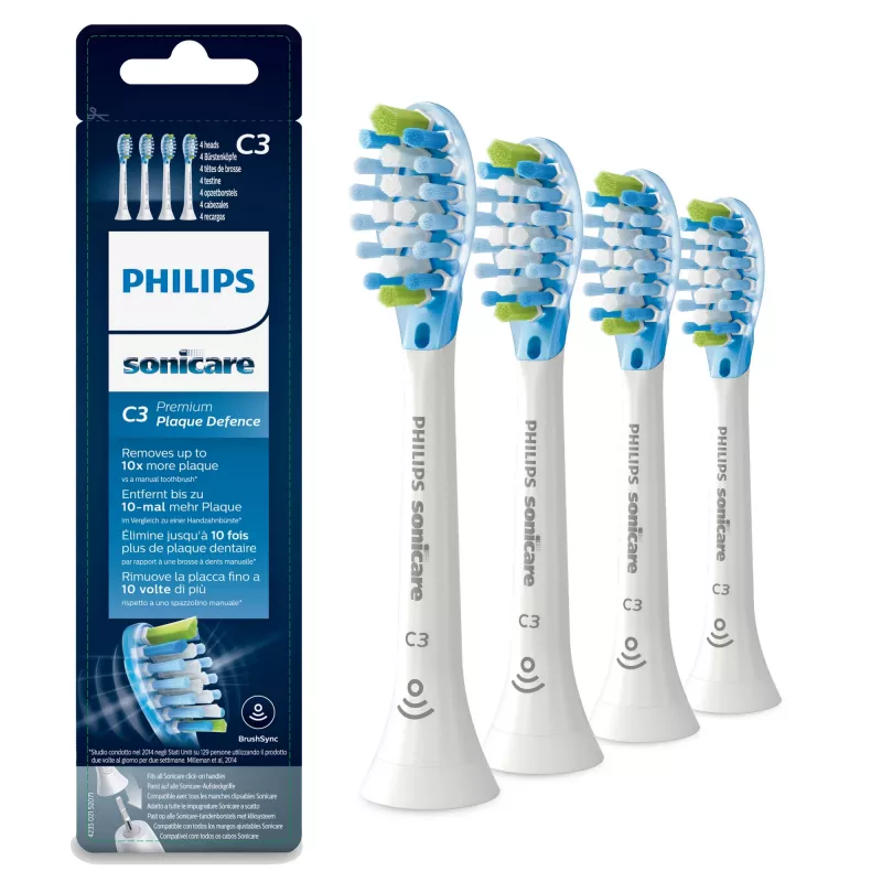 Philips Sonicare C3 Premium Plaque Defence HX9044/17 4x Baltas soniskās zobu birstes galviņas