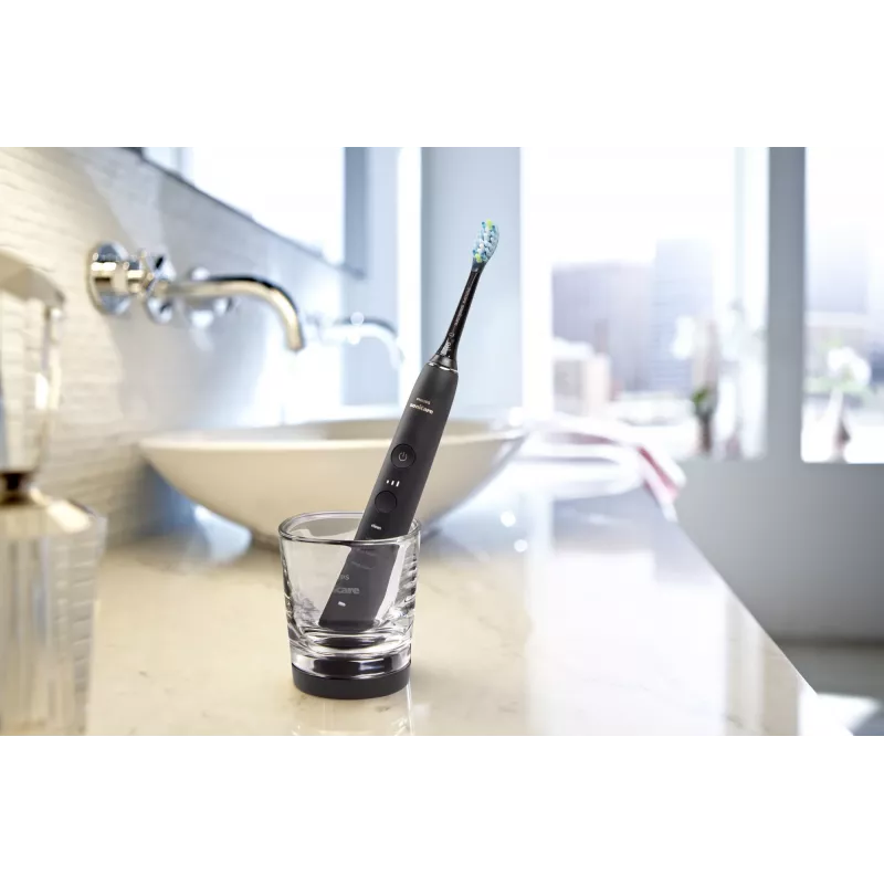 Sonic electric toothbrush Philips DiamondClean 9000 HX9914/54, 2 handles, 5 modes, Melns, Bluetooth, 1 charger