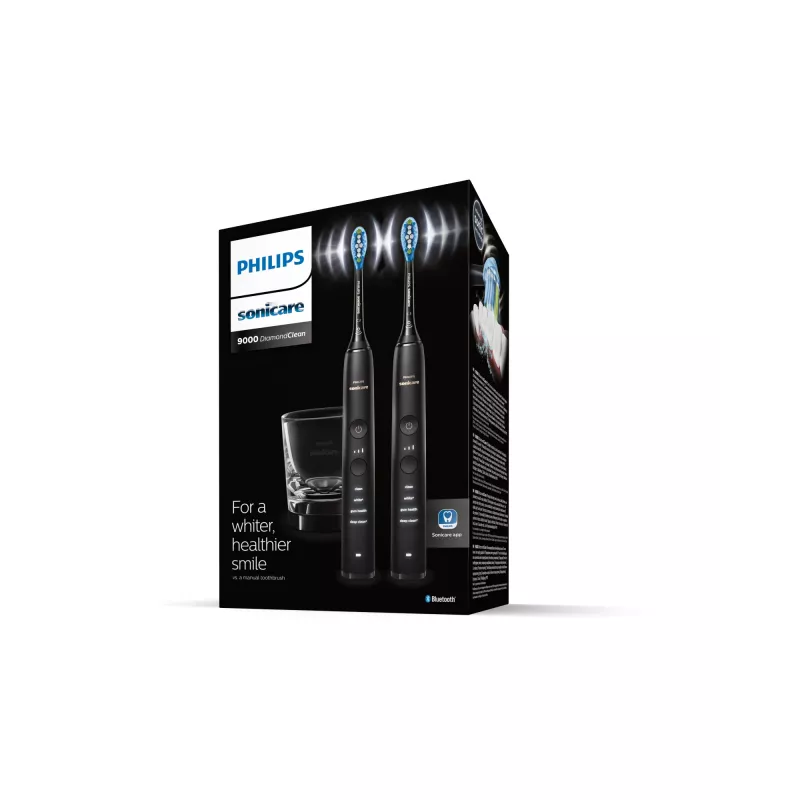 Sonic electric toothbrush Philips DiamondClean 9000 HX9914/54, 2 handles, 5 modes, Melns, Bluetooth, 1 charger
