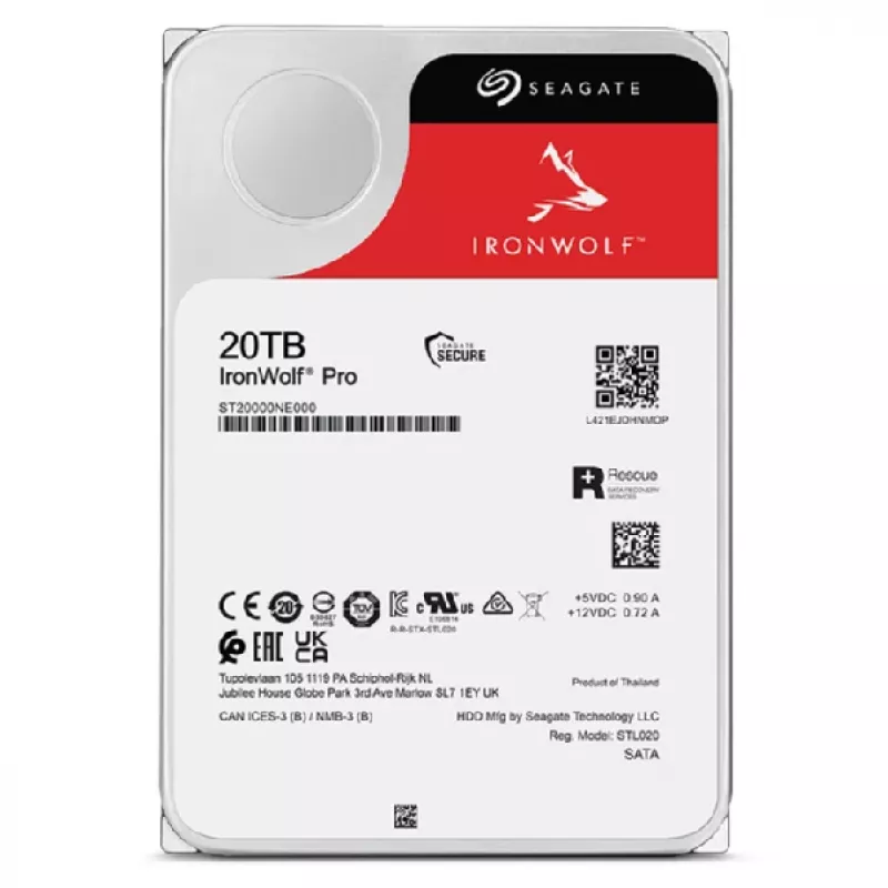 Seagate IronWolf Pro ST20000NT001 iekšējais cietais disks 20 TB 7200 RPM 256 MB 3,5 collas