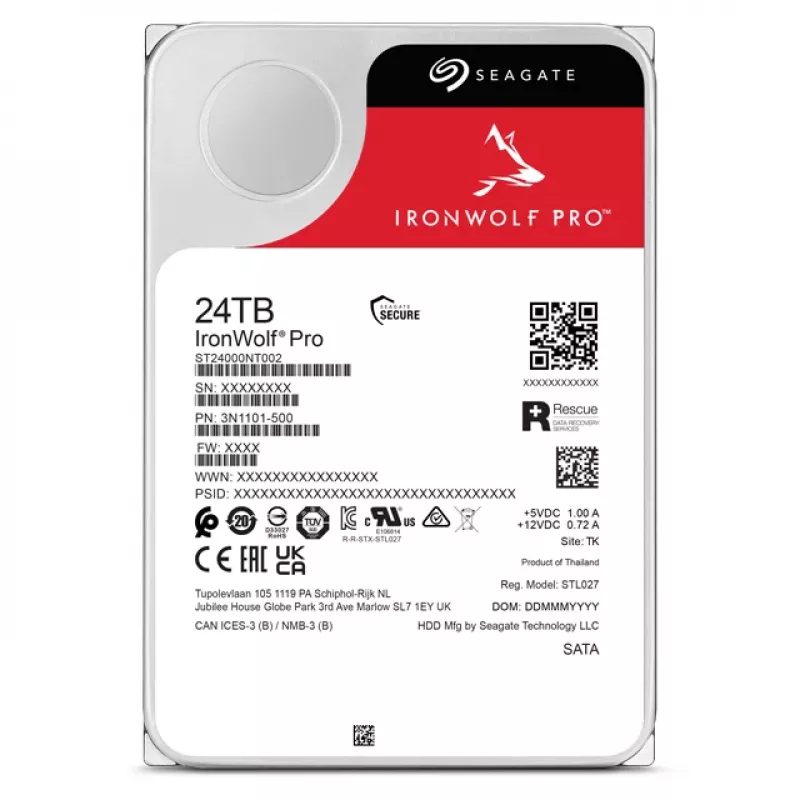 Seagate IronWolf Pro ST24000NT002 iekšējais cietais disks 24 TB 7200 RPM 512 MB 3,5 collu Serial ATA III