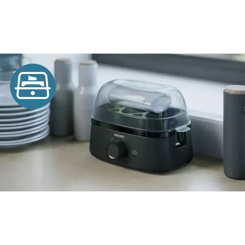 Olu vārīšanas katls Philips 3000 series HD9137/90, ietilpība 6 olas, Melns