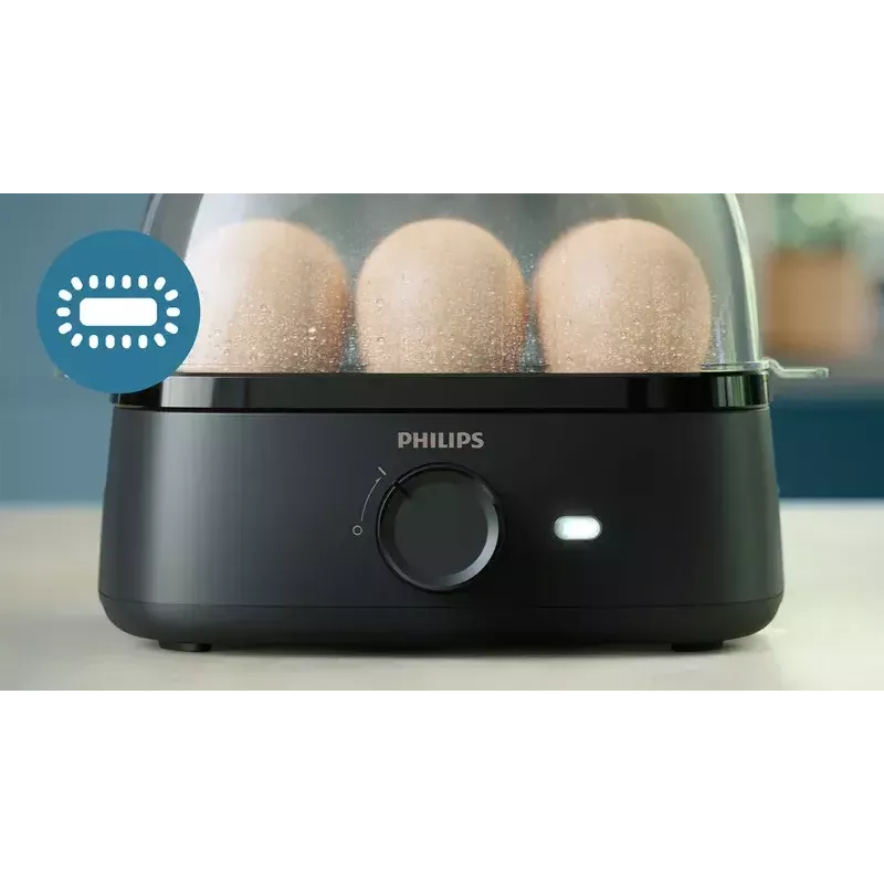 Olu vārīšanas katls Philips 3000 series HD9137/90, ietilpība 6 olas, Melns