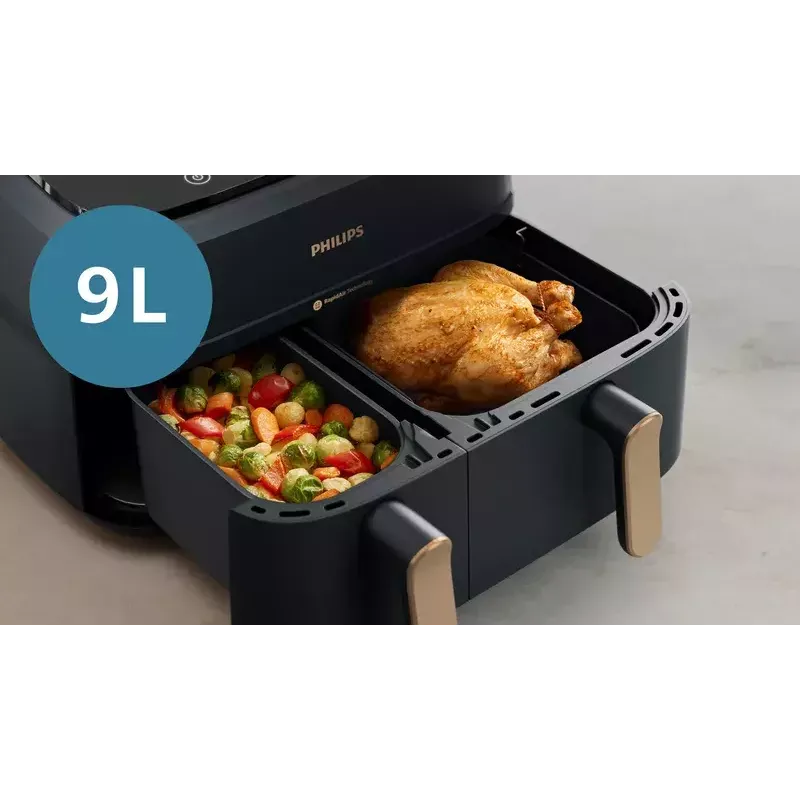 Karstā gaisa fritieris Philips 3000 Series Dual Basket Airfryer NA352/00 — 9 L, 2750 W, divi grozi, 8 programmas, 40–200°C