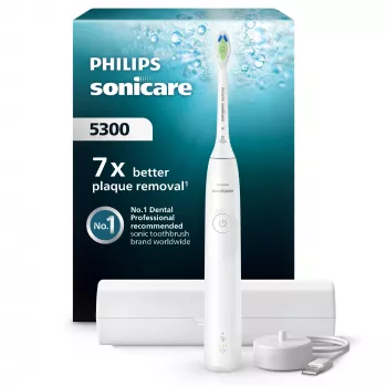 Skaņas zobu birste Philips Series 5300 HX7108/02 — 62 000 kust./min, 2 ātrumi, spiediena sensors, ceļojumu futrālis