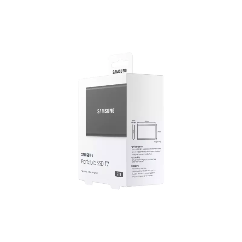 Samsung Portable SSD T7 2 TB USB Type-C 3.2 Gen 2 (3.1 Gen 2) pelēks