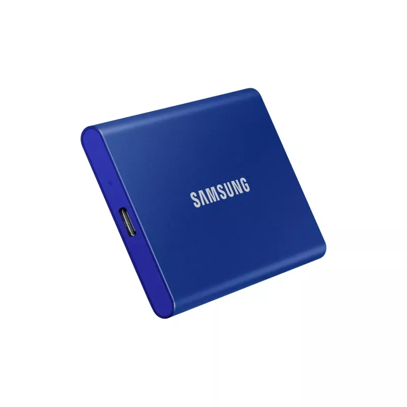 Ārējais SSD Samsung T7 Portable 1 TB, USB-C 3.2 Gen 2, NVMe, AES-256 aparatūras šifrēšana, zils