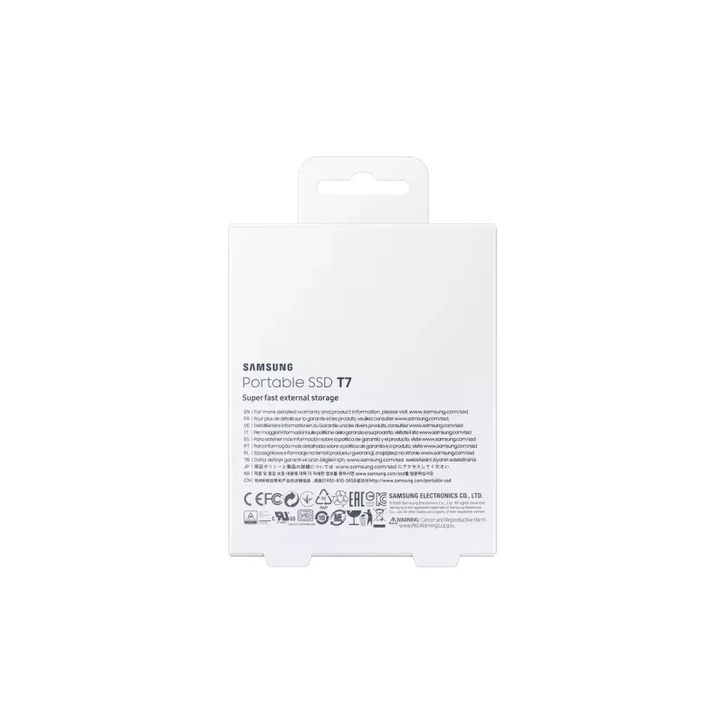 Ārējais SSD Samsung T7 Portable 1 TB, USB-C 3.2 Gen 2, NVMe, AES-256 aparatūras šifrēšana, zils