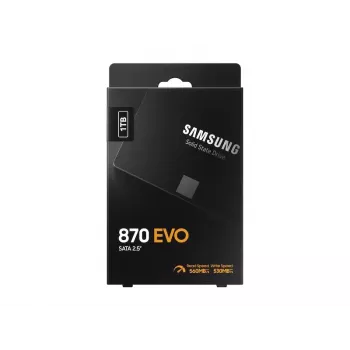 SSD 2.5 collu Samsung 870 EVO 1000 GB — SATA III, lasīšana 560 MB/s, rakstīšana 530 MB/s, melns