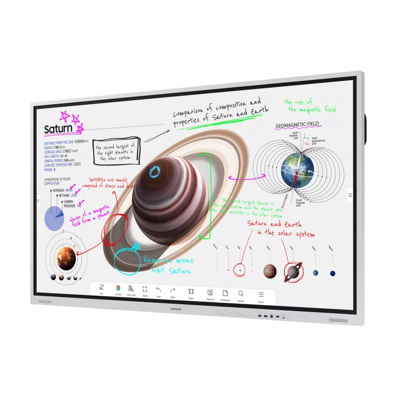 Samsung WM75B interaktīvā tāfele 190,5 cm (75 collas) 3840 x 2160 pikseļi Skārienekrāns Pelēks, Balts