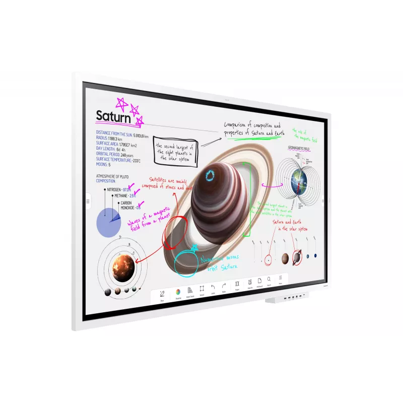 Samsung WM65B interaktīvā tāfele 165,1 cm (65 collas) 3840 x 2160 pikseļi Skārienekrāns Pelēks, Balts