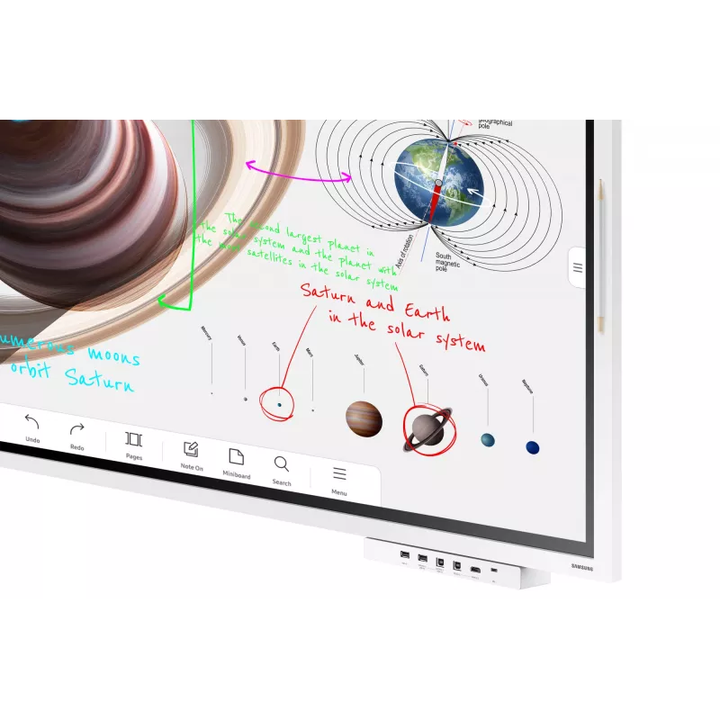 Samsung WM65B interaktīvā tāfele 165,1 cm (65 collas) 3840 x 2160 pikseļi Skārienekrāns Pelēks, Balts
