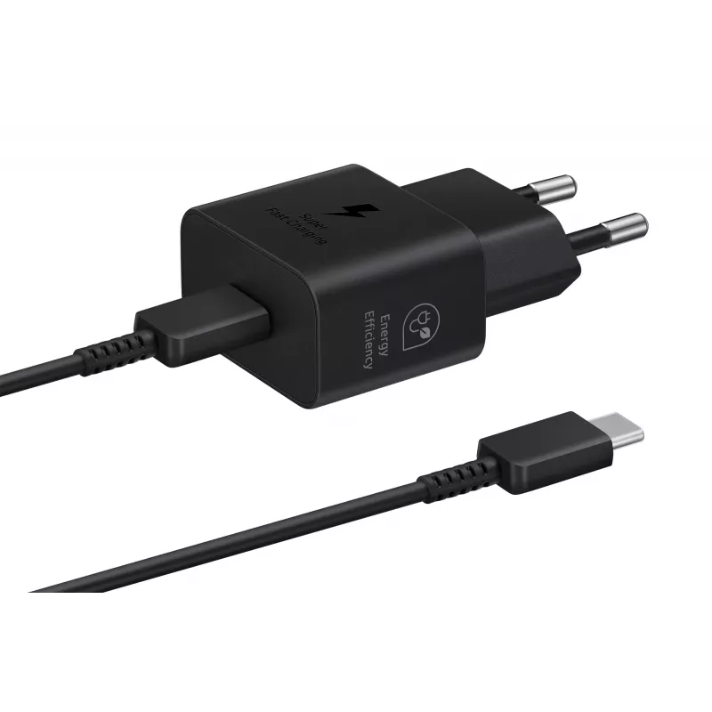 Lādētājs Samsung EP-T2510 25W USB‑C iekštelpu ātrā uzlāde, melns, 1 m kabelis