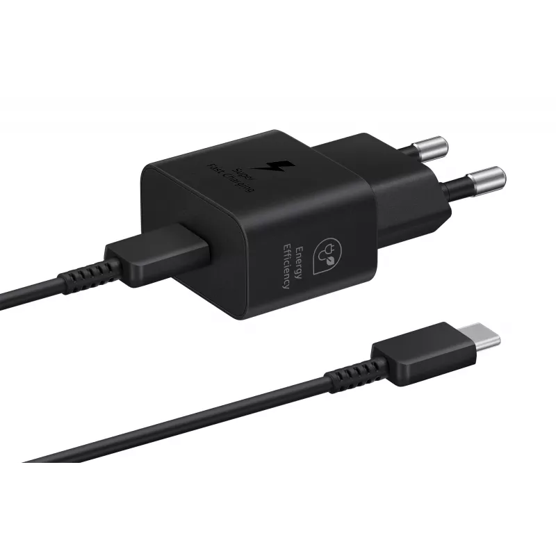 Lādētājs Samsung EP-T2510 25W USB‑C iekštelpu ātrā uzlāde, melns, 1 m kabelis