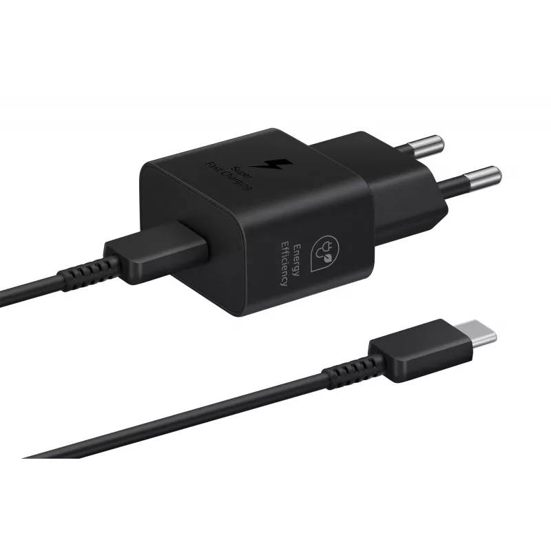 Lādētājs Samsung EP-T2510 25W USB‑C iekštelpu ātrā uzlāde, melns, 1 m kabelis