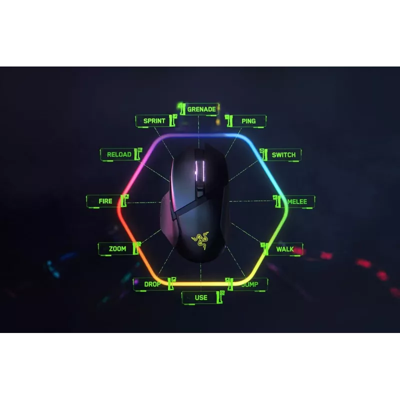 RAZER Basilisk V3 Pro pielāgojama bezvadu spēļu pele ar Razer HyperScroll ritināšanas rullīti
