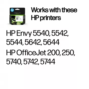 HP 62XL augstas ietilpības melnā oriģinālā tintes kasetne, melna, 1 gab., 600 lappuses